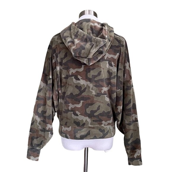 American Eagle AE Cozy Ever After Hoodie Green Camo Velour Pullover Womens Sz S - Picture 5 of 6